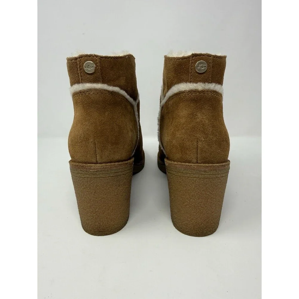 UGG Kasen Chestnut Suede Shearling Ankle Boots Womens 8.5
